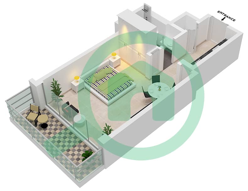 Peninsula Four The Plaza - Studio Apartment Type/unit C-05 Floor plan interactive3D