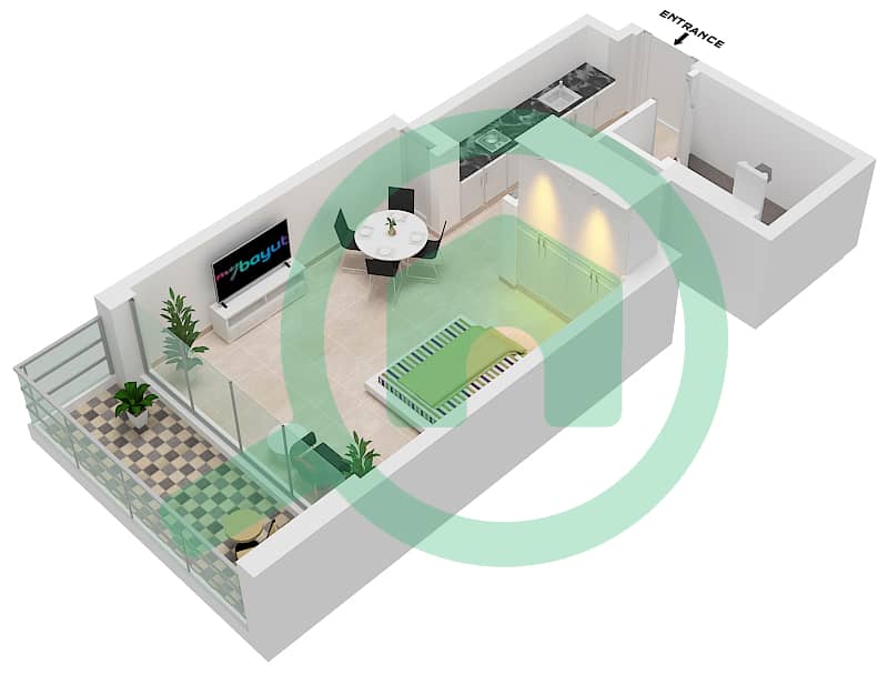 Пенинсула Четыре - Апартамент Студия планировка Тип/мера F-05 interactive3D