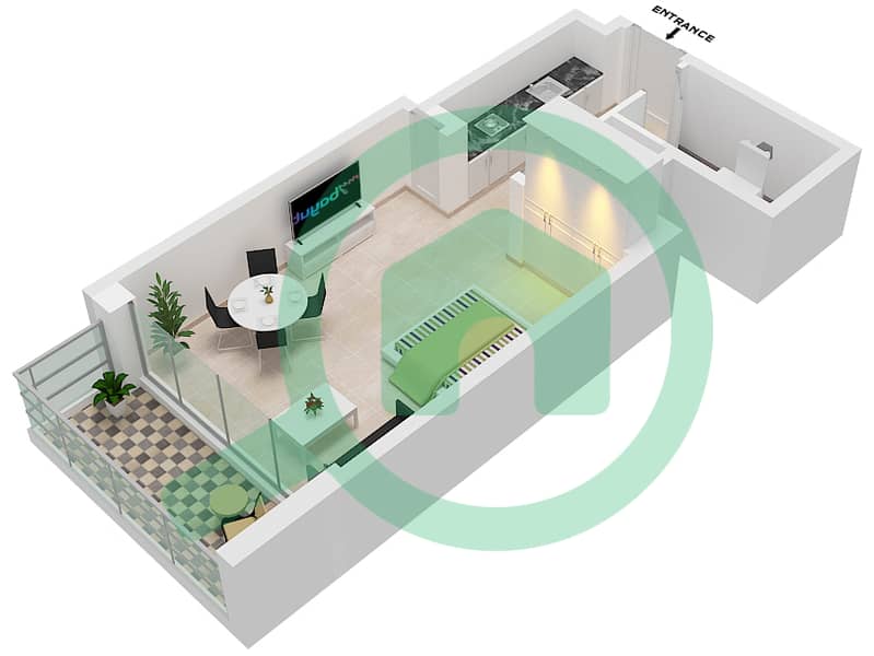 Peninsula Four The Plaza - Studio Apartment Type/unit G-07,03,13 Floor plan interactive3D