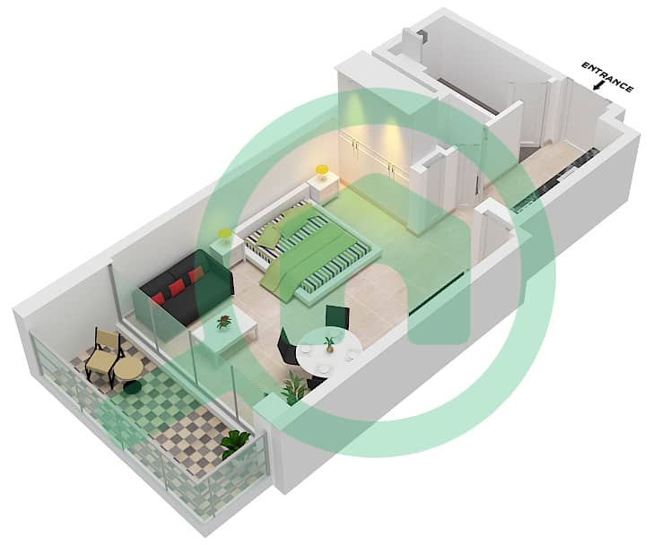 Peninsula Four The Plaza - Studio Apartment Type/unit G-01,11 Floor plan interactive3D