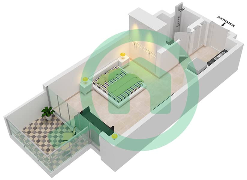 Азизи Ривьера 6 - Апартамент Студия планировка Тип 1-FLOOR 2-9 interactive3D