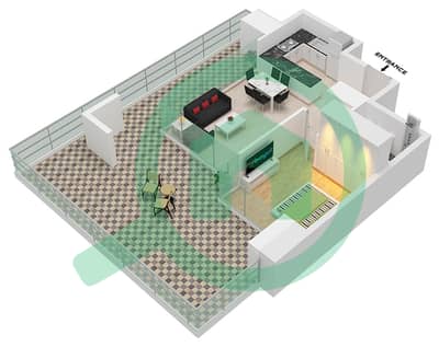 المخططات الطابقية لتصميم النموذج 3 OPTION B-FLOOR 1 شقة 1 غرفة نوم - عزيزي ريفييرا 6