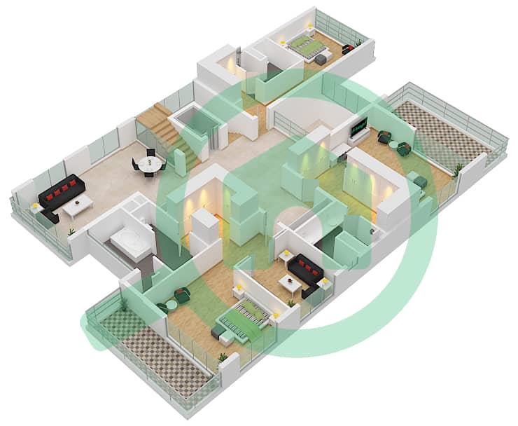South Bay - 5 Bedroom Commercial Villa Unit MANSION XX Floor plan First Floor image3D
