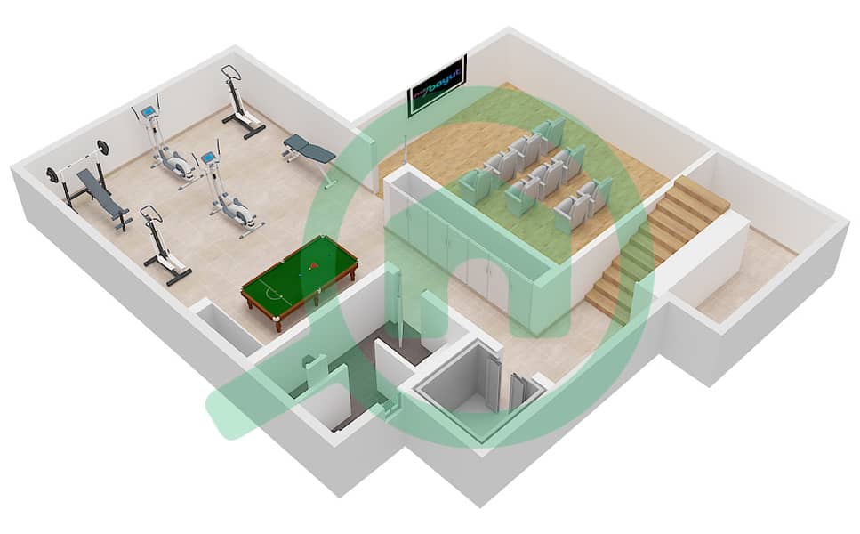 South Bay - 6 Bedroom Commercial Villa Unit MANSION  XX Floor plan Basement image3D