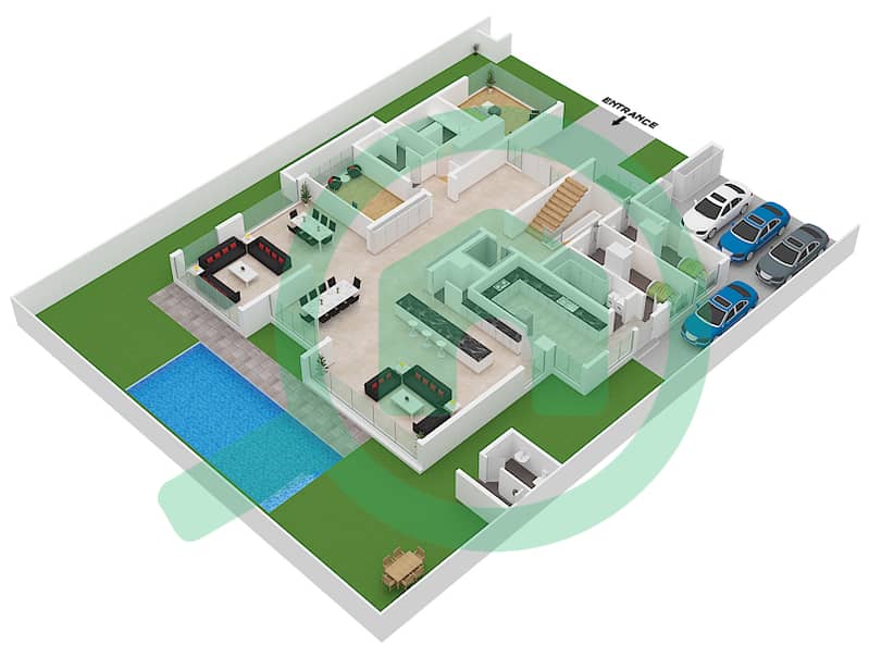 South Bay - 6 Bedroom Commercial Villa Unit MANSION  XX Floor plan Ground Floor image3D