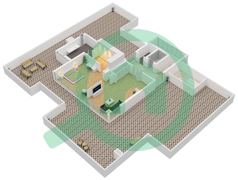 南湾住宅 - 7 卧室商业别墅单位MANSION   XX戶型图 Roof image3D