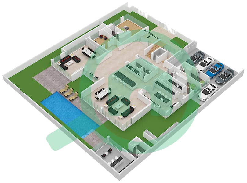 南湾住宅 - 7 卧室商业别墅单位MANSION   XX戶型图 Ground Floor image3D