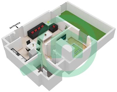 المخططات الطابقية لتصميم النموذج A شقة 1 غرفة نوم - بايشور 4