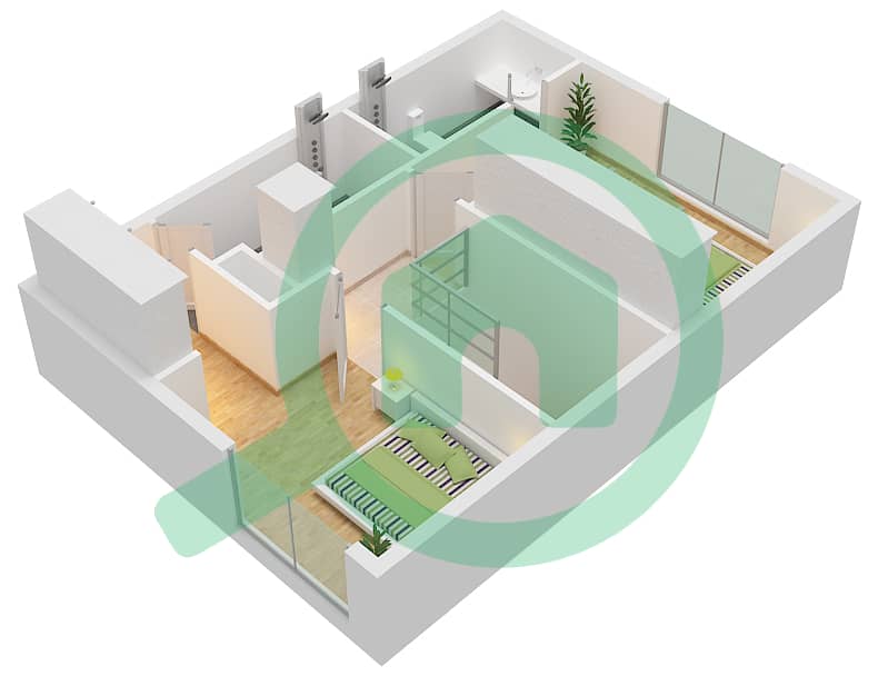 المخططات الطابقية لتصميم النموذج / الوحدة C1 UNIT 01 تاون هاوس 2 غرفة نوم - حيان First Floor image3D