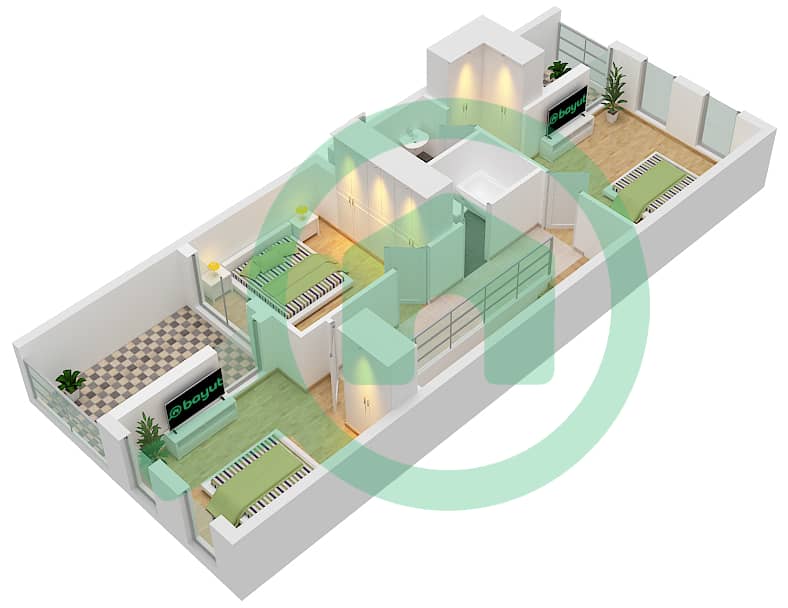 المخططات الطابقية لتصميم النموذج / الوحدة G1 UNIT LTH-4D-M فيلا تجارية 4 غرف نوم - مالطا First Floor interactive3D
