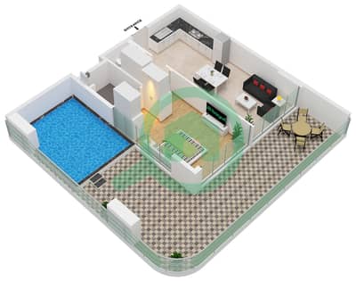 المخططات الطابقية لتصميم الوحدة 3 FLOOR 1 شقة 1 غرفة نوم - سمانا سكايروس