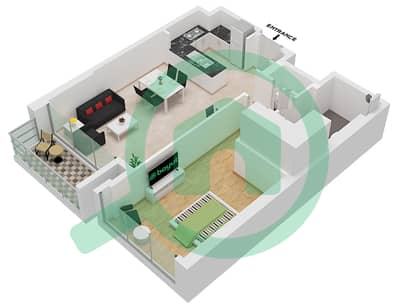 Tower B - 1 Bedroom Apartment Type/unit 02M-UNIT-203,303,307 Floor plan