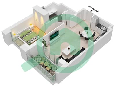 المخططات الطابقية لتصميم الوحدة 06 شقة 1 غرفة نوم - كريك ووترز