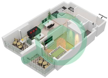 المخططات الطابقية لتصميم النموذج A شقة 1 غرفة نوم - بن غاطي ياسمين