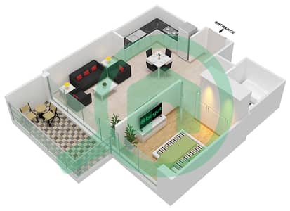 المخططات الطابقية لتصميم النموذج / الوحدة B-UNIT-1-FLOOR 6 شقة 1 غرفة نوم - 5242 برج 2