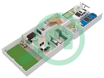 المخططات الطابقية لتصميم النموذج / الوحدة A-UNIT-LEFT MIDDLE تاون هاوس 3 غرف نوم - أورا