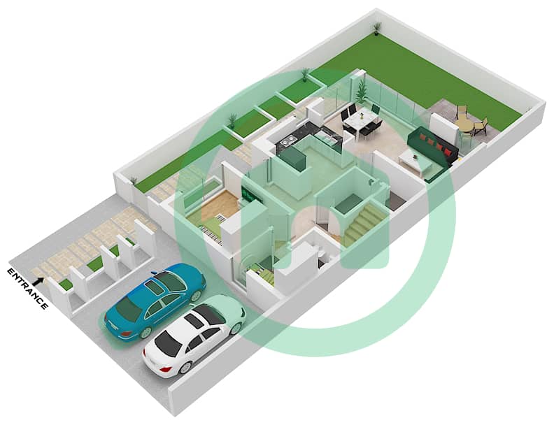 奥拉别墅区 - 5 卧室联排别墅类型A / SKY SUITE OPTION 1戶型图 Ground Floor interactive3D