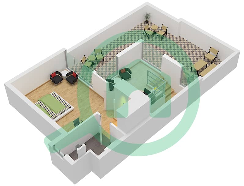 المخططات الطابقية لتصميم النموذج A / SKY SUITE OPTION 1 تاون هاوس 5 غرف نوم - أورا Roof interactive3D