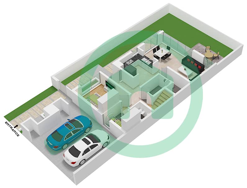 Аура - Таунхаус 5 Cпальни планировка Тип B / SKY SUITE OPTION 1 Ground Floor interactive3D