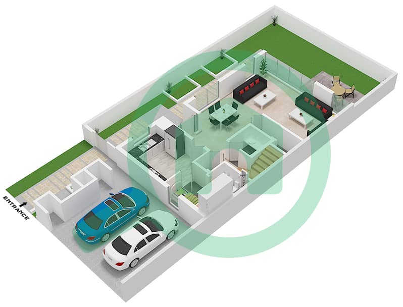 Aura - 3 Bedroom Townhouse Type B/SKY SUITE OPTION 2 Floor plan Ground Floor interactive3D