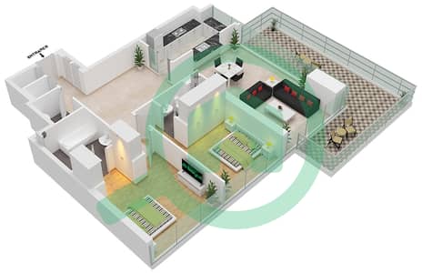 1 Residences - 2 Bedroom Apartment Type A-1 Floor plan