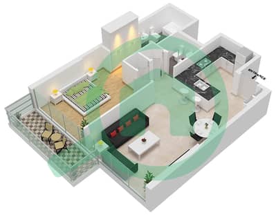 1 Residences - 1 Bedroom Apartment Type A-2 Floor plan