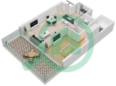 1 Residences - 1 Bedroom Apartment Type A-3 Floor plan