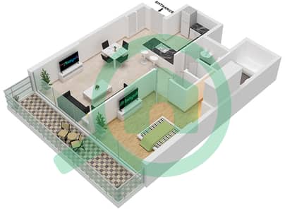 1 Residences - 1 Bedroom Apartment Type A-5. Floor plan