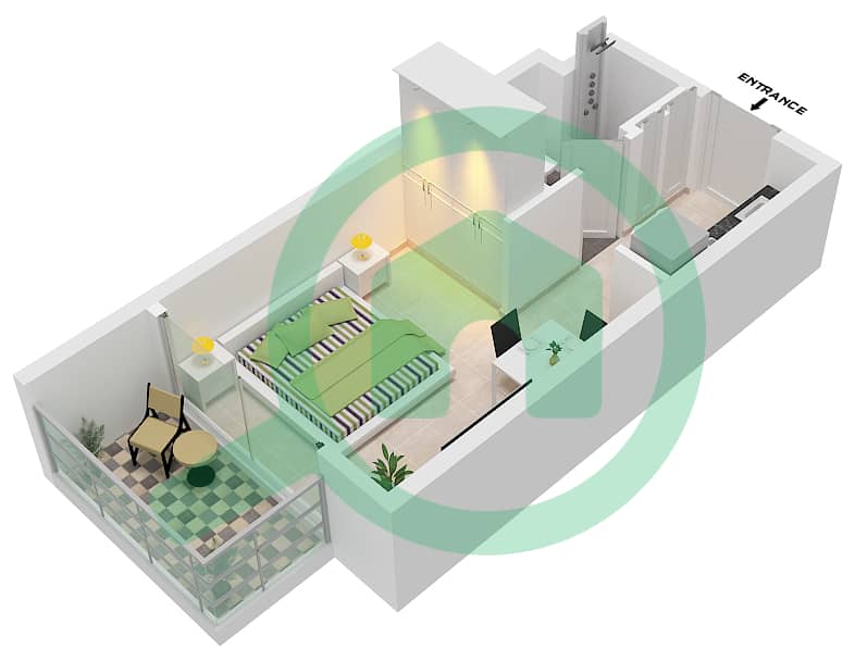 阿齐兹琥珀公寓 - 单身公寓类型2戶型图 Floor 1-8 interactive3D