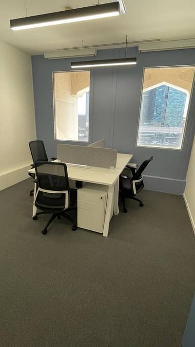 مکتب  للايجار في شارع الشيخ زايد، دبي - HQ Sheikh Rasheed Tower, DWTC - private office for 3 persons. jpeg