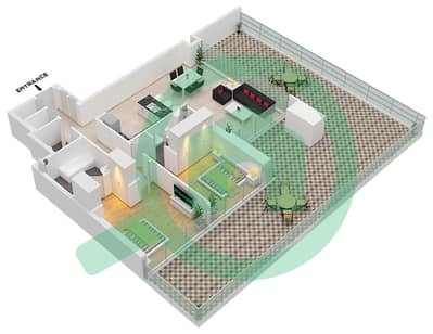 1 Residences - 2 Bedroom Apartment Type B-3 Floor plan