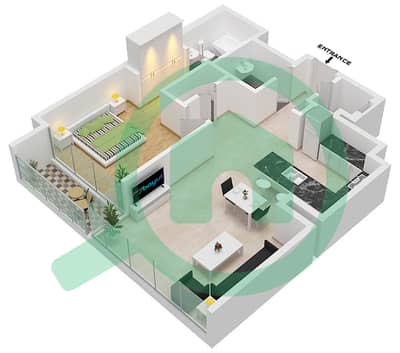 1 Residences - 1 Bedroom Apartment Type D-1 Floor plan