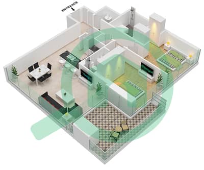 1 Residences - 2 Bedroom Apartment Type D-2 Floor plan