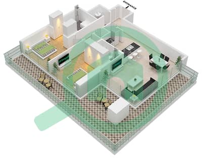 1 Residences - 2 Bedroom Apartment Type D-3 Floor plan