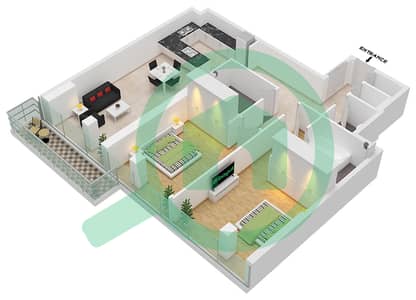 1 Residences - 2 Bedroom Apartment Type P-1 Floor plan