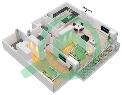 1 Residences - 2 Bedroom Apartment Type Q-1 Floor plan