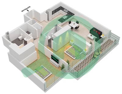 1 Residences - 2 Bedroom Apartment Type R-1 Floor plan