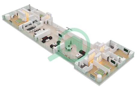 المخططات الطابقية لتصميم النموذج A شقة 4 غرف نوم - ذا اس تاور