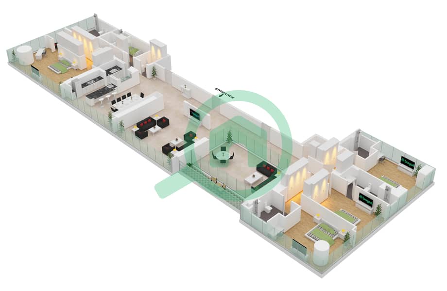 المخططات الطابقية لتصميم النموذج A شقة 4 غرف نوم - ذا اس تاور interactive3D
