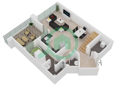 SLS Dubai Hotel & Residences - 2 Bedroom Apartment Type A. Floor plan