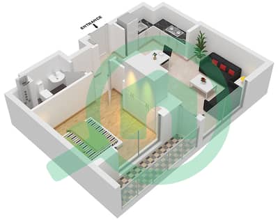 المخططات الطابقية لتصميم النموذج A شقة 1 غرفة نوم - شوبا محمية كريك فيستاس