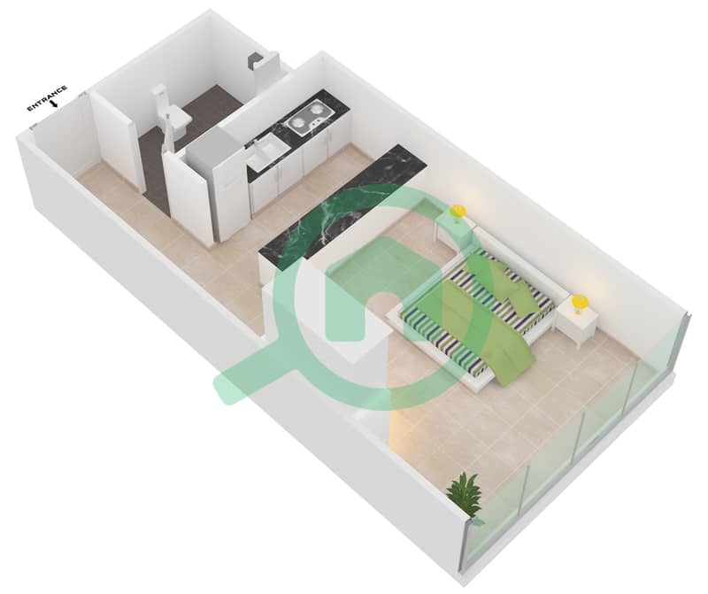 Regina Tower - Studio Apartment Unit 03-FLOOR-23 Floor plan interactive3D