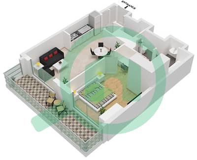 المخططات الطابقية لتصميم النموذج / الوحدة 1B.A/7 شقة 1 غرفة نوم - فيدا دبي مول