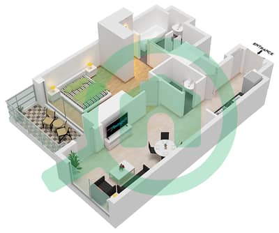 迪拜购物中心维达公寓 - 1 卧室公寓类型／单位1B.C/3戶型图