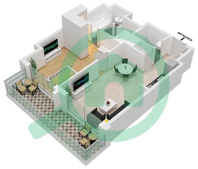 المخططات الطابقية لتصميم النموذج / الوحدة 1B.E/8 شقة 1 غرفة نوم - فيدا دبي مول