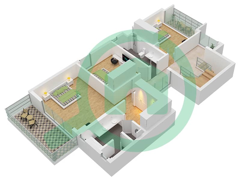 Caya 1 - 2 Bedroom Commercial Villa Type E1M Floor plan First Floor interactive3D