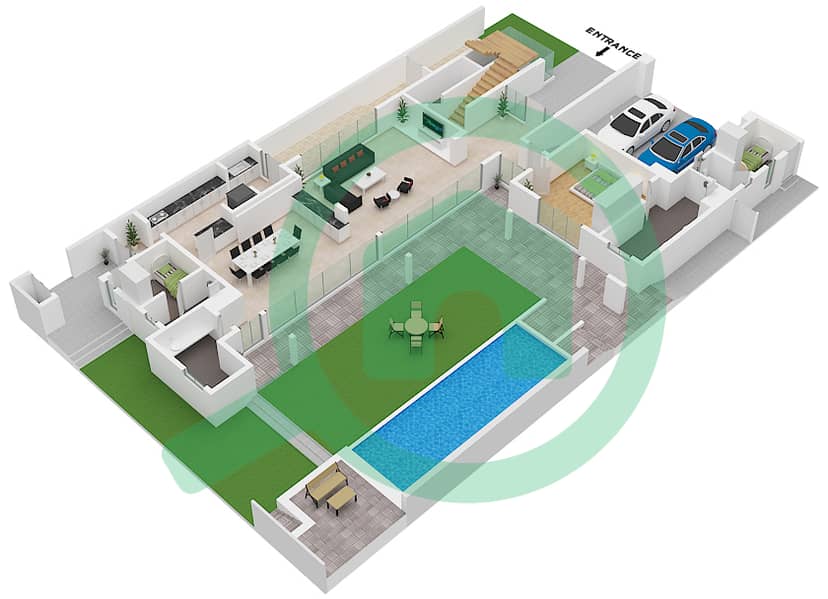 哈特兰森林别墅区 - 4 卧室别墅类型4H戶型图 Ground Floor interactive3D