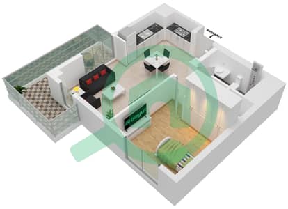 المخططات الطابقية لتصميم الوحدة 2-LEVEL 2-6 شقة 1 غرفة نوم - لوتس