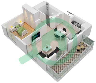 المخططات الطابقية لتصميم الوحدة 3-FLOOR 2-6 شقة 1 غرفة نوم - لوتس