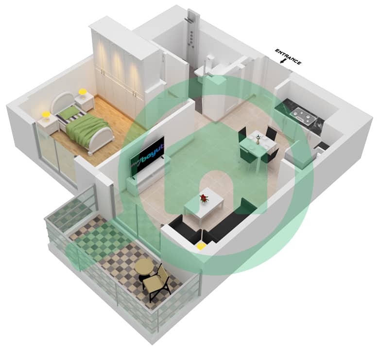 Lotus - 1 Bedroom Apartment Unit 5-LEVEL 2-6 Floor plan interactive3D